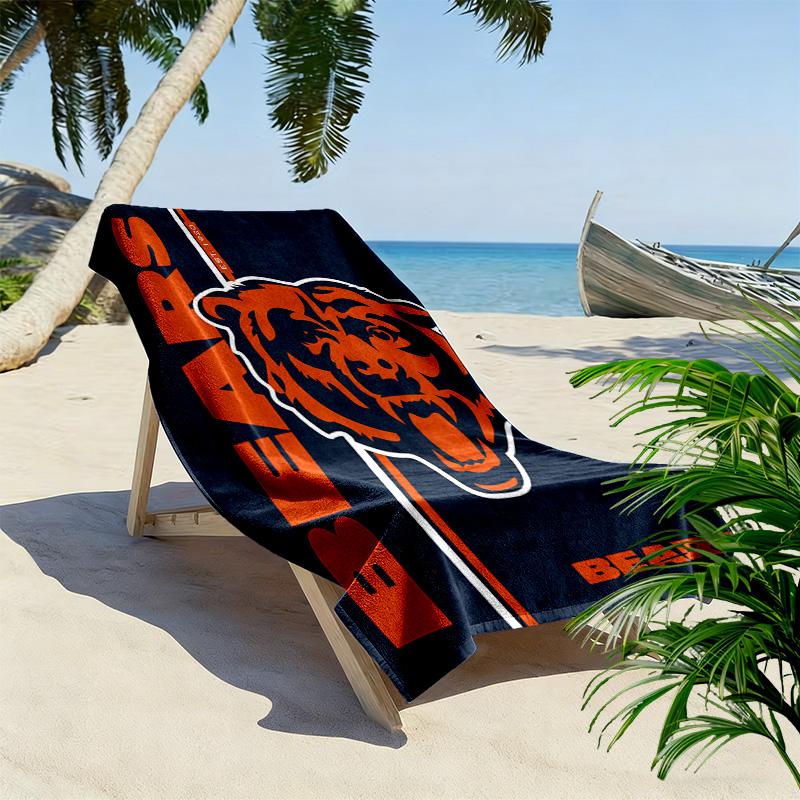 Chicago Bears Print Beach Towel, Large Soft Quick Dry Towel for Beach Camping Swimming