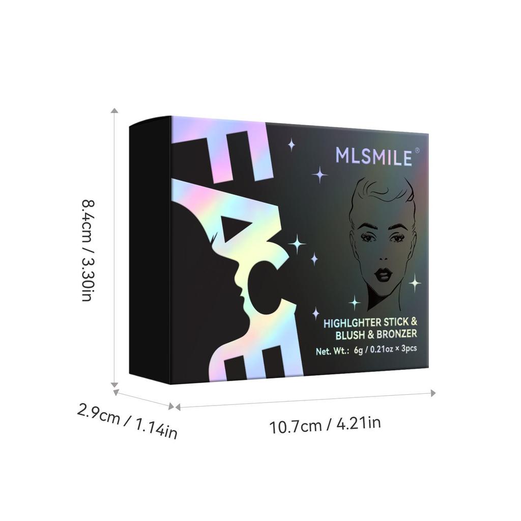 MLSMILE Contour & Highlight Stick Set: Concealer, Blush, Sculpting Shadow, Under-Eye Pen, Matte.