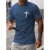 Simple Fashion Cross Pattern T Shirts For Men Summer Trend Crew Neck 3D Printed Short Sleeve T-shirts Loose Streetwear Tees Tops