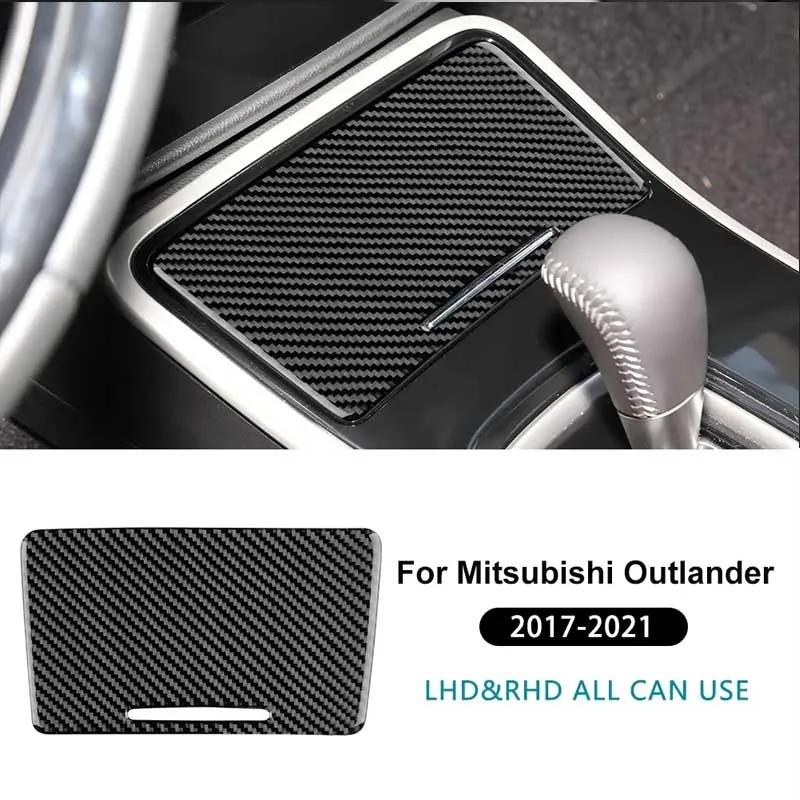 For Mitsubishi Outlander 2017 2018 2019 2020 2021 Real Soft Carbon Fiber Sticker LHD RHD Central Control Storage Box Panel Trim