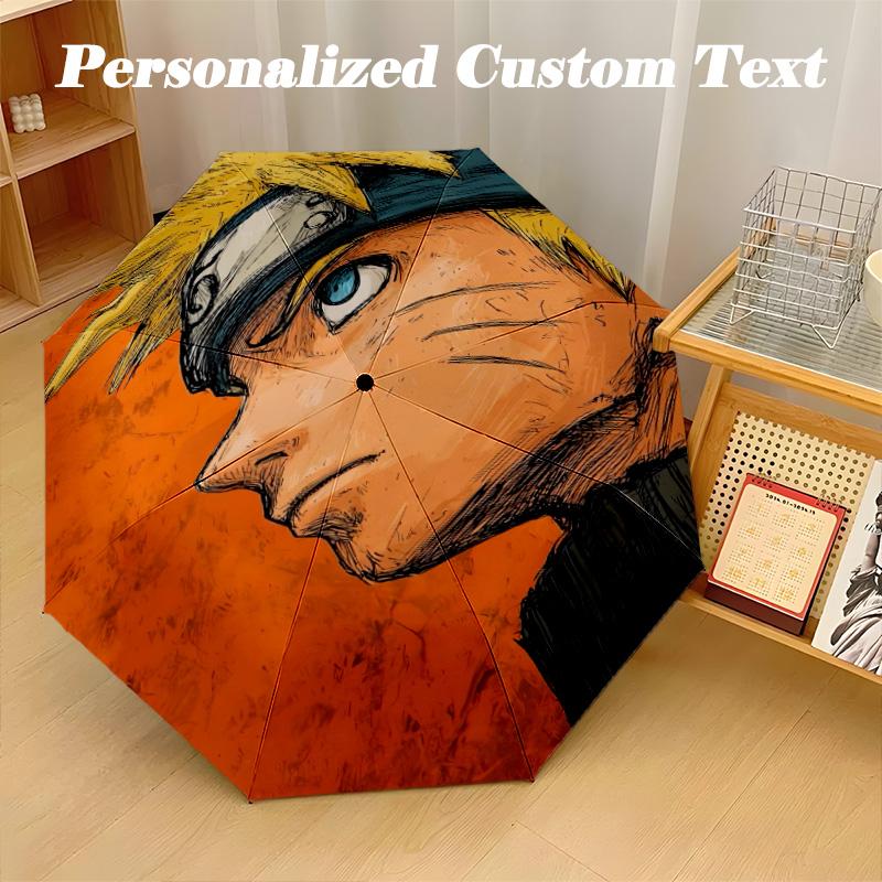 Portable Auto Folding Umbrella,Naruto 8 Rib Waterproof Umbrella For Camping Commute