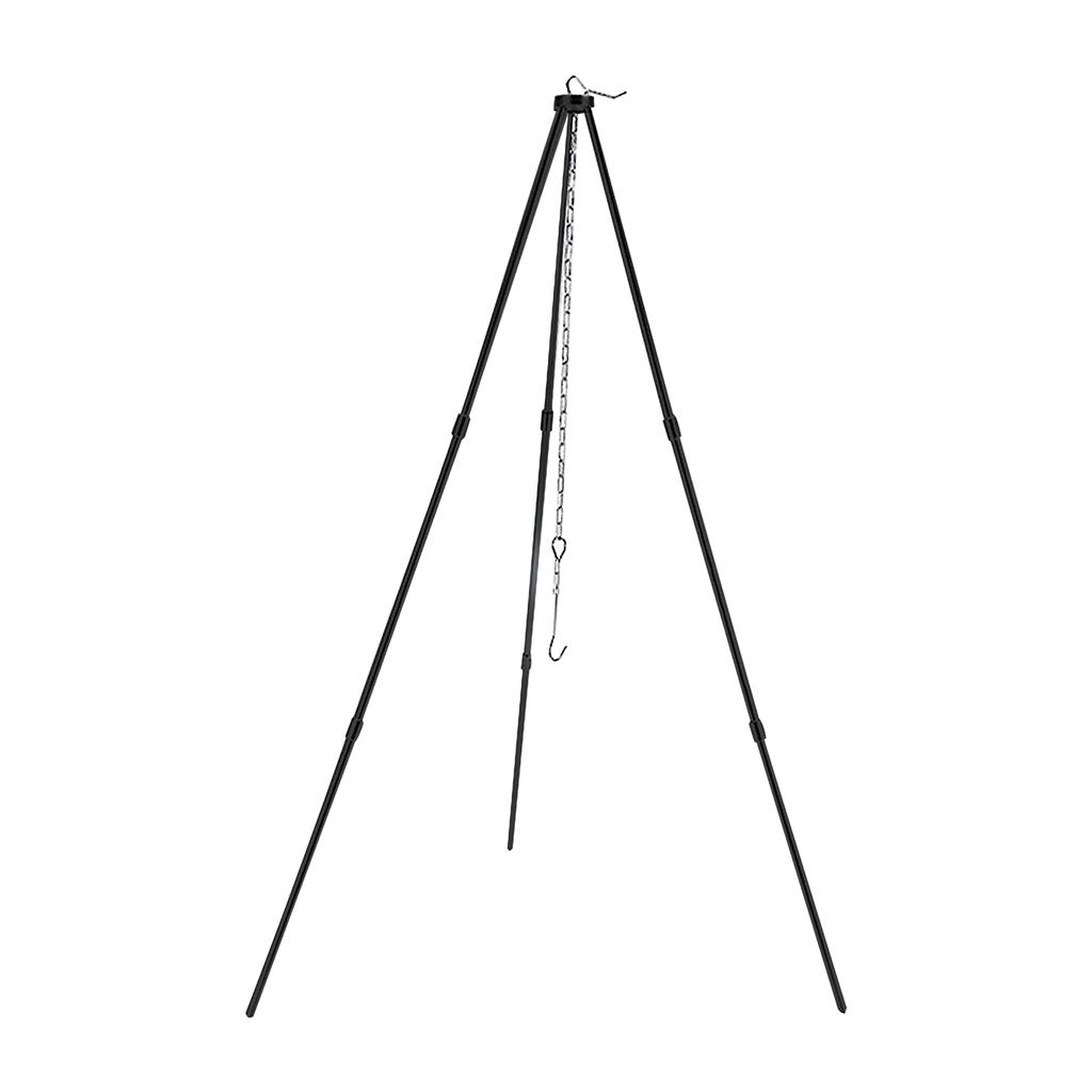 BBQ Tripod Frame with Chain and Hook Storage Bag Adjustable Height Camping Tripod Stand for Open