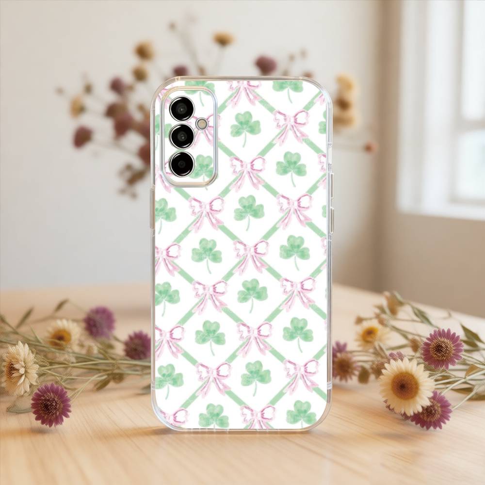 Sommer Grünes Glückliches Vierblättriges Kleeblatt.jpg Handyhülle Transparent Silikon Weich Für SamsungA10,12,20,21S,30,31,40,50,51,52,70,71