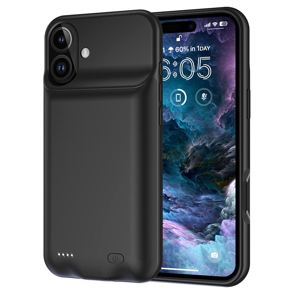 

A19 For iPhone 16 7000mAh Rechargeable Extended Battery Back Cover Soft TPU Edge ABS Charging Case A