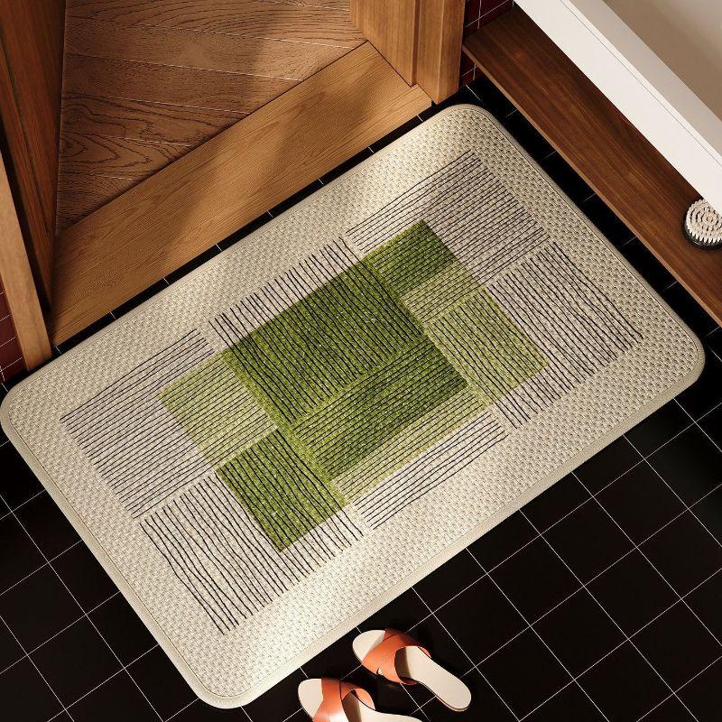 Modern Minimalist Geometric Bathroom Floor Mat, Soft Touch Water Absorbing Non Slip Quick Dry Cushioned Shower Mat