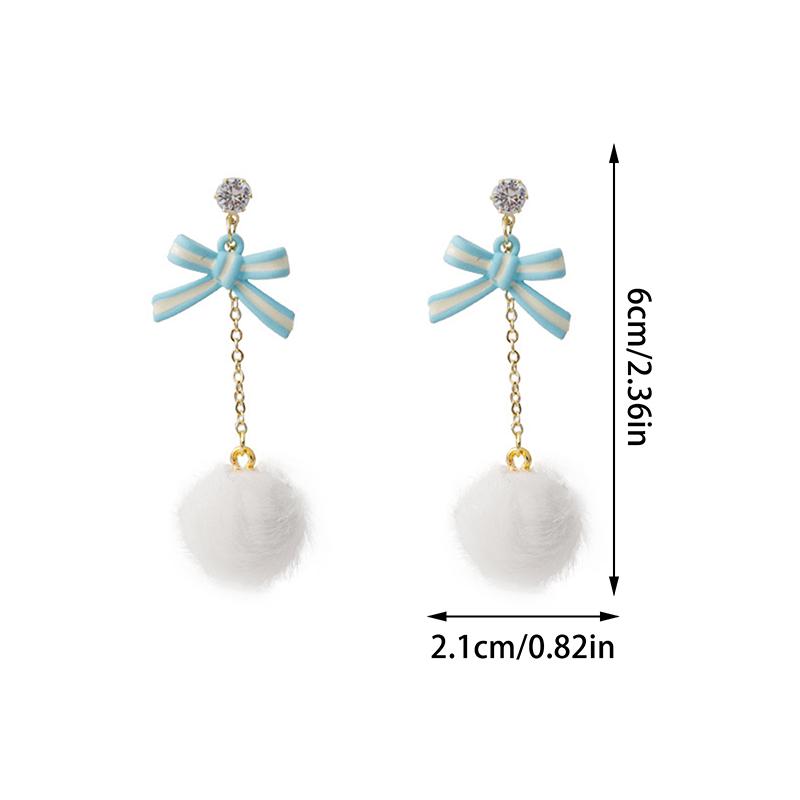 עגילי דוב מצויר צבעוני ענן כדור פרווה פשוטים וחמודים דוב אסימטריים יצירתיים תכשיטי מסיבה מתנה אביזרים