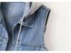 Damen Slim Denim Weste, Vielseitige Ärmellose Jacke mit Revers für Frühling/Herbst 2025