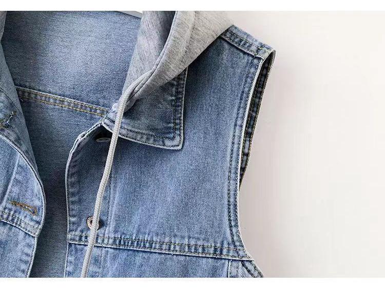 Damen Slim Denim Weste, Vielseitige Ärmellose Jacke mit Revers für Frühling/Herbst 2025