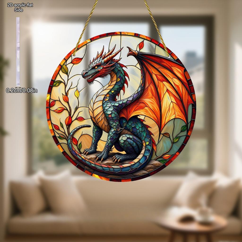 The Majestic Colored Dragon Suncatchers Garden Suncatchers, Window Hanging, Nurseries, Vintage Home Decor Wall for Bar Kitchen, Restaurant Shop Wall D