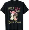 Just a Girl Who Loves Cows Graphic Tee Cute Floral Cow Head Women Casual T-Shirt