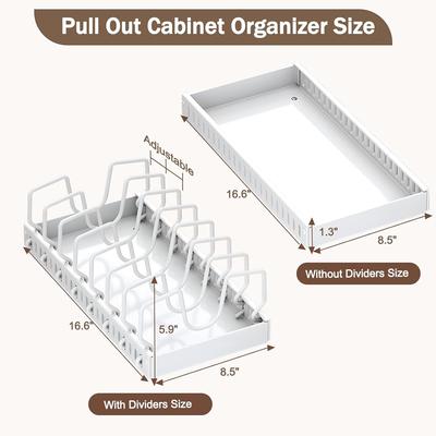 Kitchen Pots and Pans Storage Box with Sliding Rail Spice & Dish Rack Drawer Organizer Retractable Cabinet Pantry Shelves Holder