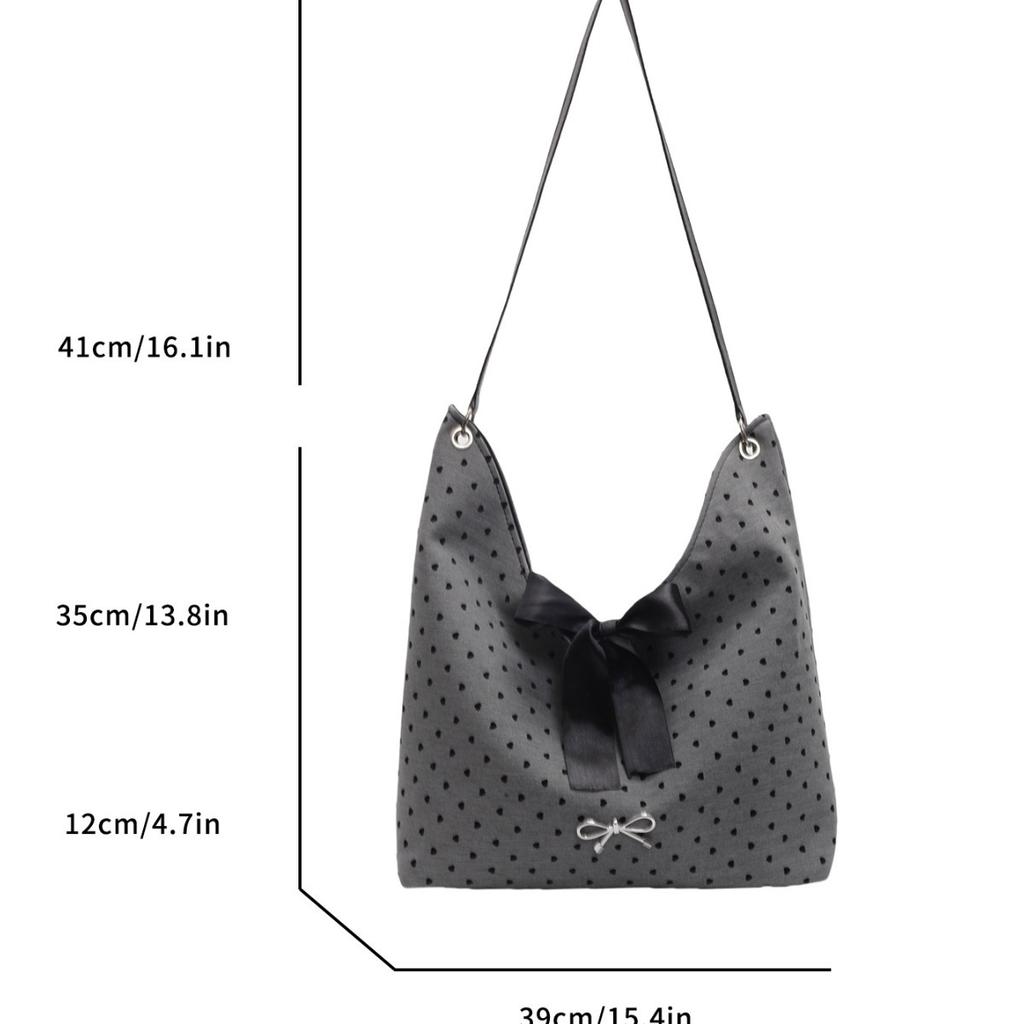 Bow bag women's 2025 new autumn and winter casual shoulder bag large capacity tote bag polka dot commuter bag