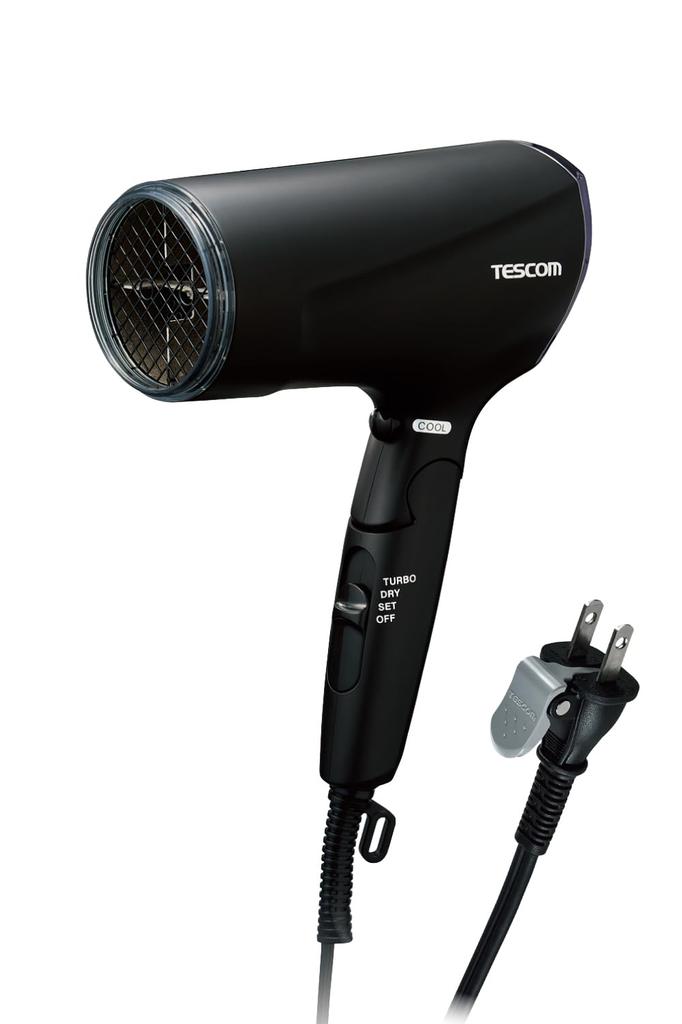 Tescom TD570A-K Protect Ion Folding Hair Dryer, Quick Drying, Compact, Lightweight, Cold and Warm Air, Easy-Drain Plug, Black