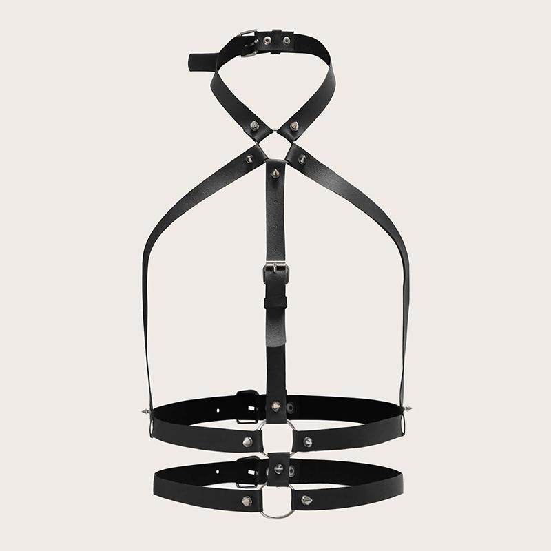 

Женские панк-стиль заклепки бандажная отделка темные брюки кожа кожа сексуальный ремешок