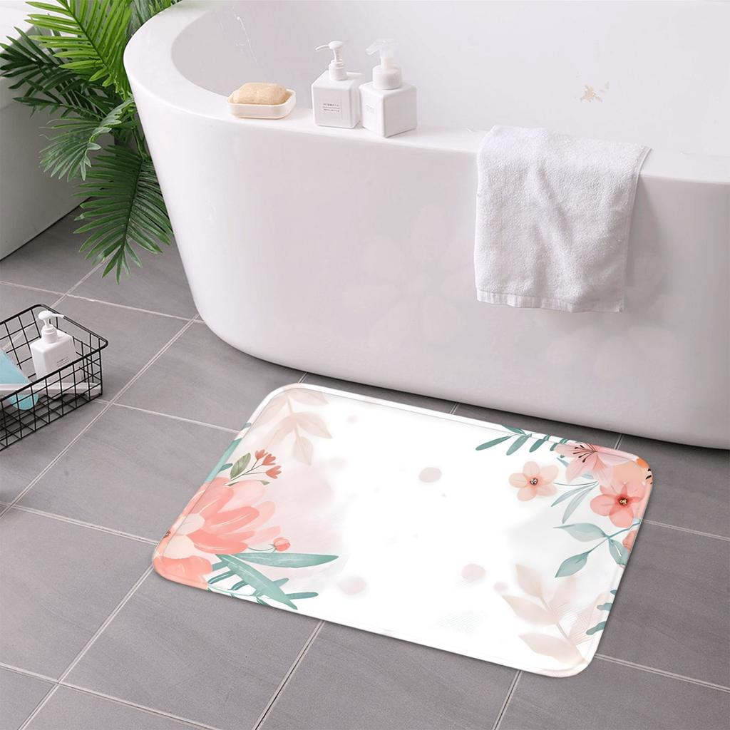 Watercolor Surround Floral Entry Door Mat Entryway Anti Slip Floor Mat Macaroon Color Soft Warm Decorative Carpet