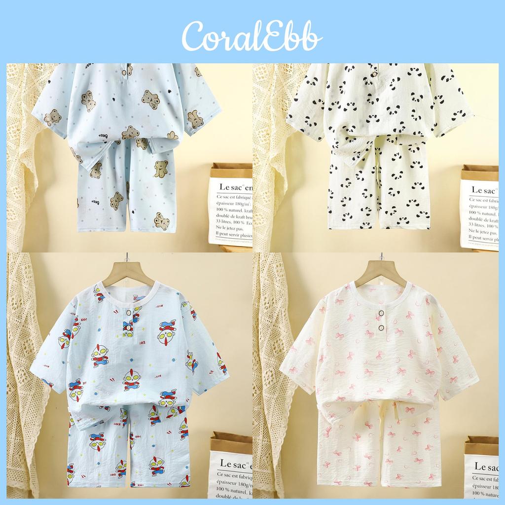 Childrens Cartoon Cotton Pajama Set With Breathable Fabric For Toddler Comfort