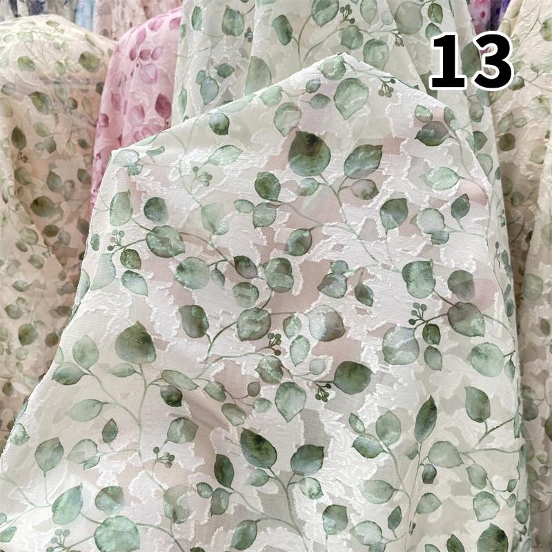 Nowa Tkanina Szyfonowa Miękka Półprzezroczysta Lekka Oddychająca Styl Chiński Żakard Kwiatowy na Sukienki DIY Koszule Przeciwsłoneczne