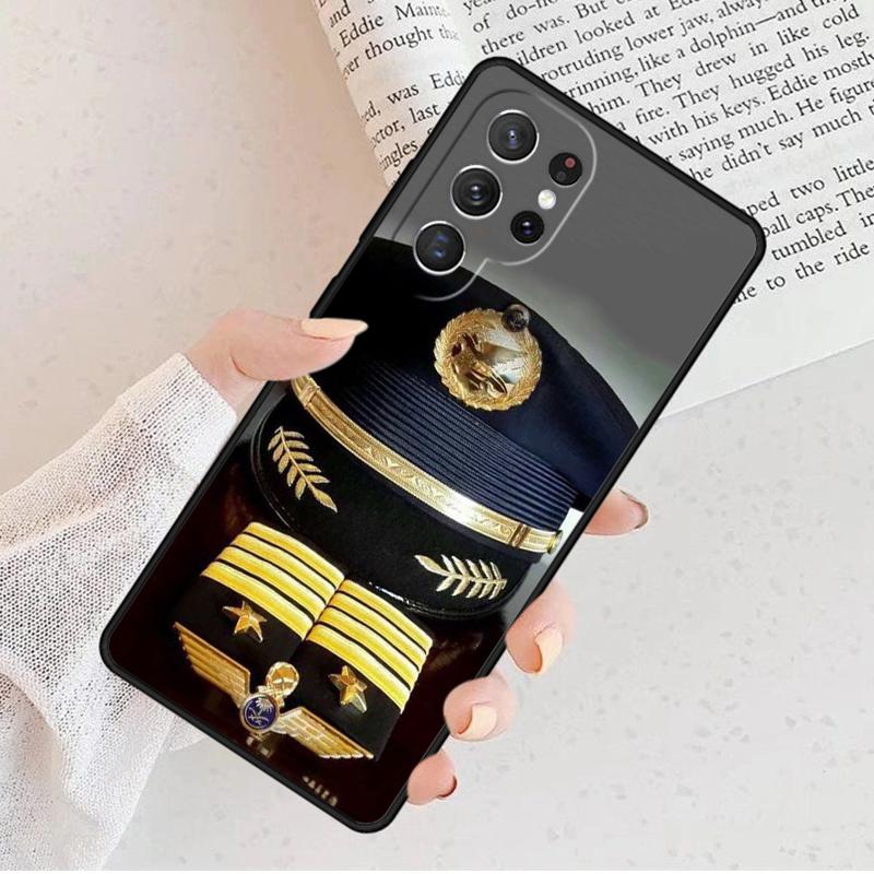 Airplane Pilot Epaulette Phone Case For Samsung Galaxy S23 S21 S20 FE S24 S22 Ultra Note20 S10 S9 S8 Plus A40 A52 A12 A13 A53