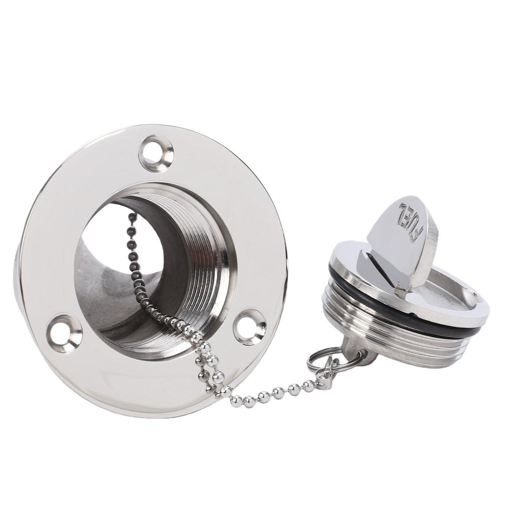 Boat Fuel Gas Deck Fill with Keyless Cap 38mm Boat Fuel Deck Filler 1.5 Inch Stainless Steel Deck Fuel Filler Neck for