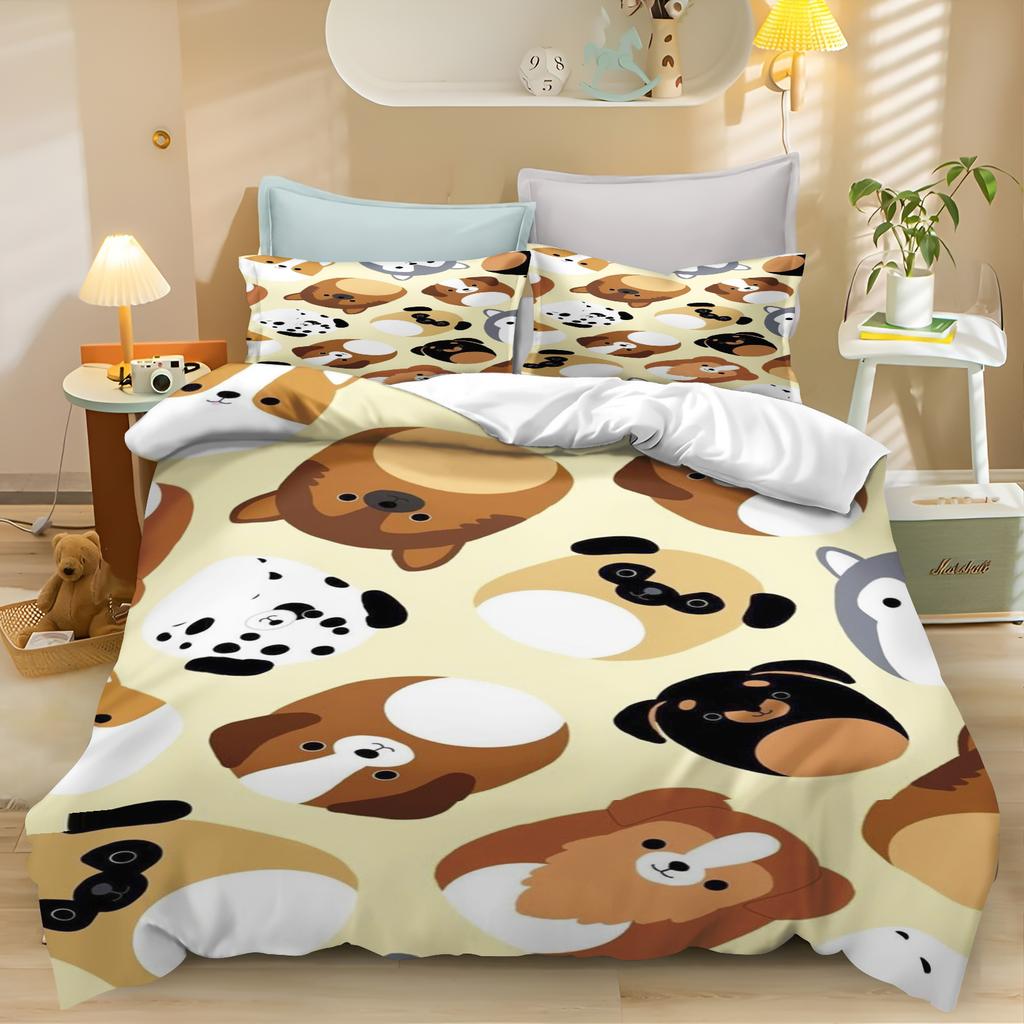 Tier Leopard Bettbezug Farbe Welpe Kinder Bettwäsche Kissenbezug Bedruckt Kinder Erwachsene Set Queen Size Reaktivdruck Steppdecke