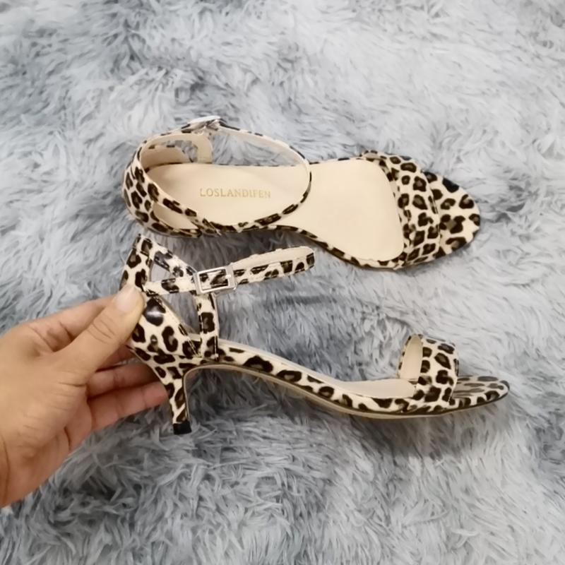 

New Women Sandals Summer Multi Colour Patent Leather Sexy 5cm Low High Heels Ankle Strap Sandal Ladies Pumps Party Wedding Shoes 35 цветной печати леопарда