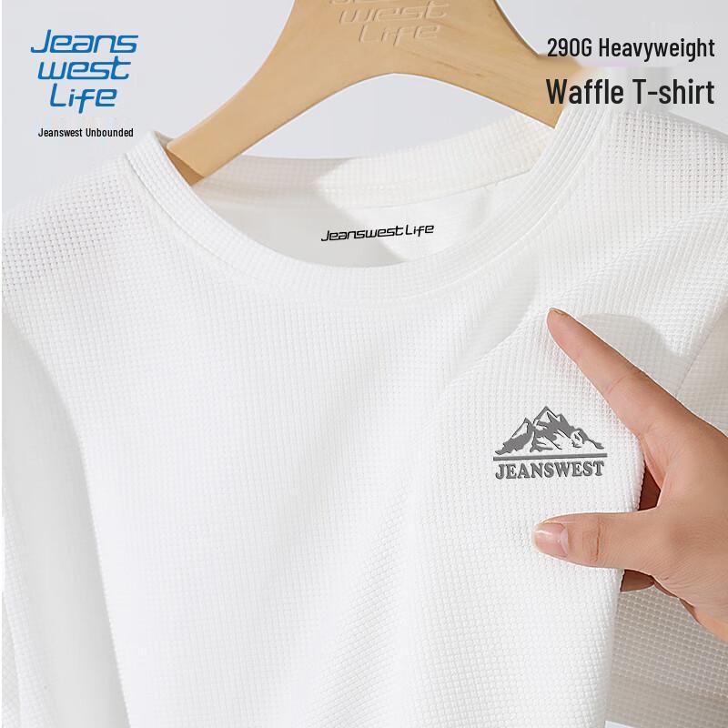 JEANSWEST LIFE Men's Retro Waffle Short Sleeve T-Shirt