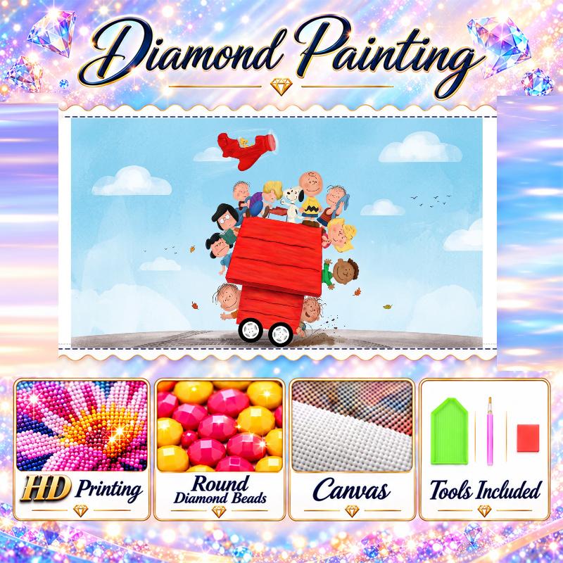 Snoopy Peanuts Diamond Painting Kit 5D Full Drill DIY Diamond Mosaic Wall Art Home Decor