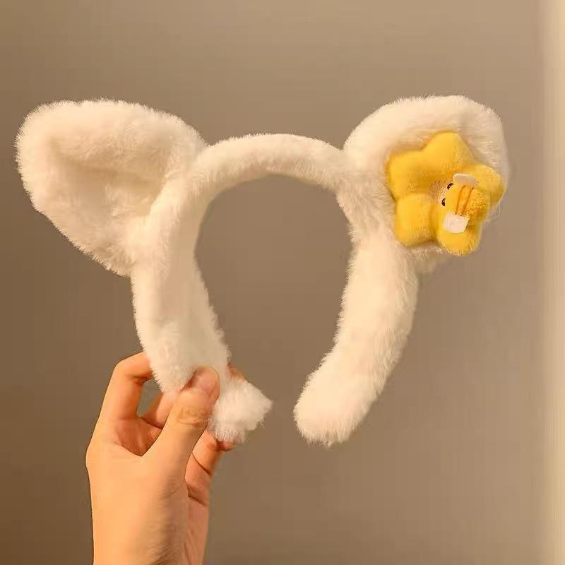 Cute Cartoon Cat Ears Plush Headband for Women - Perfect for Face Washing & Hair Styling In Autumn/Winter