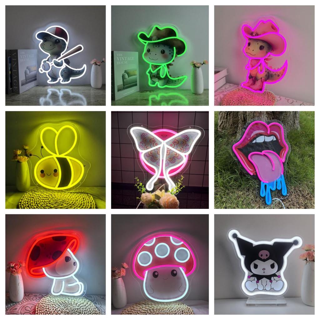 Anime Mushroom Bear Neon Light - Decorative Bedroom Lamp