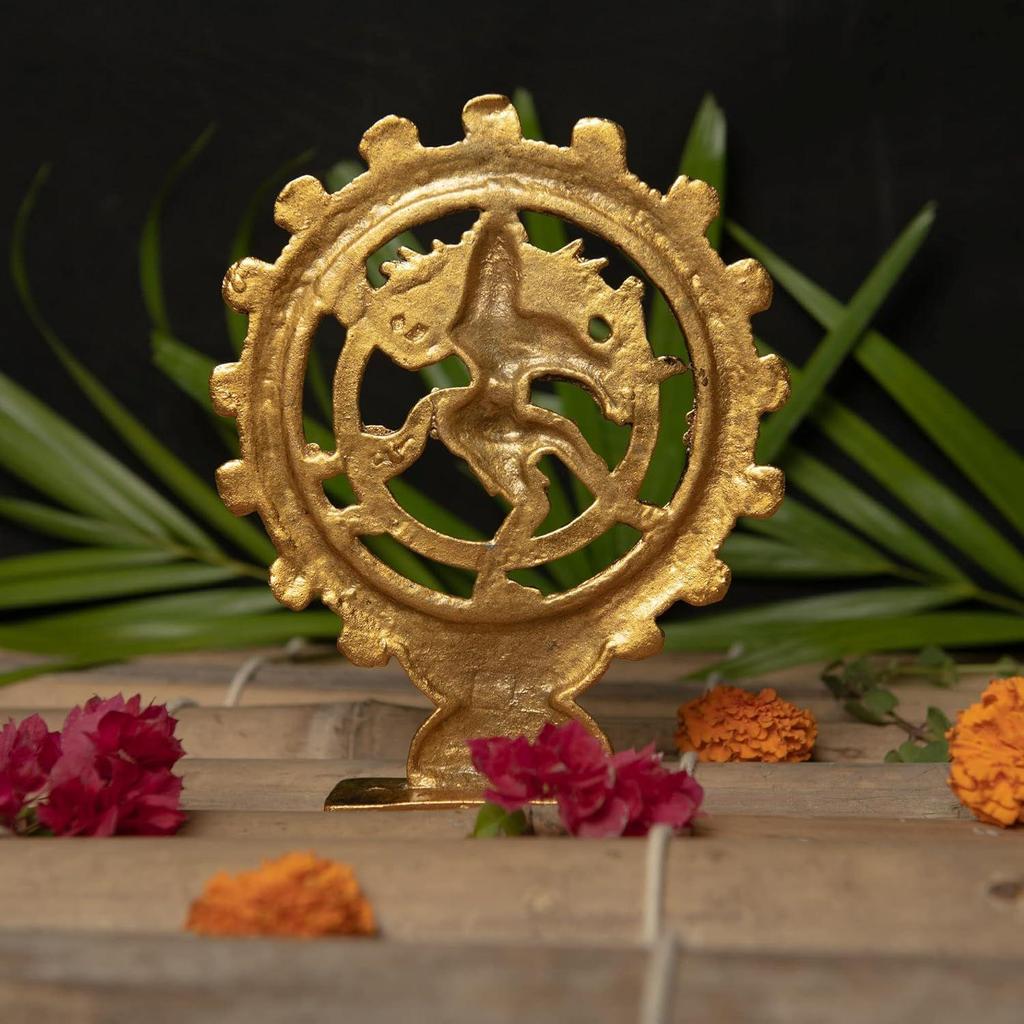 Latest Lord Nataraja Dancing Shiva Statue Sculpted In Great Detail In Ivory Antique Golden Finish - Hindu God Statue | Home Decor | Mandir | Gift