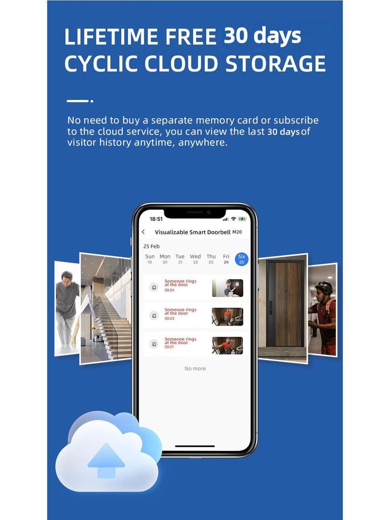 Wireless Video Doorbell with Two-Way Intercom, Wide-Angle HD Night Vision, and Smart Graffiti Monitoring