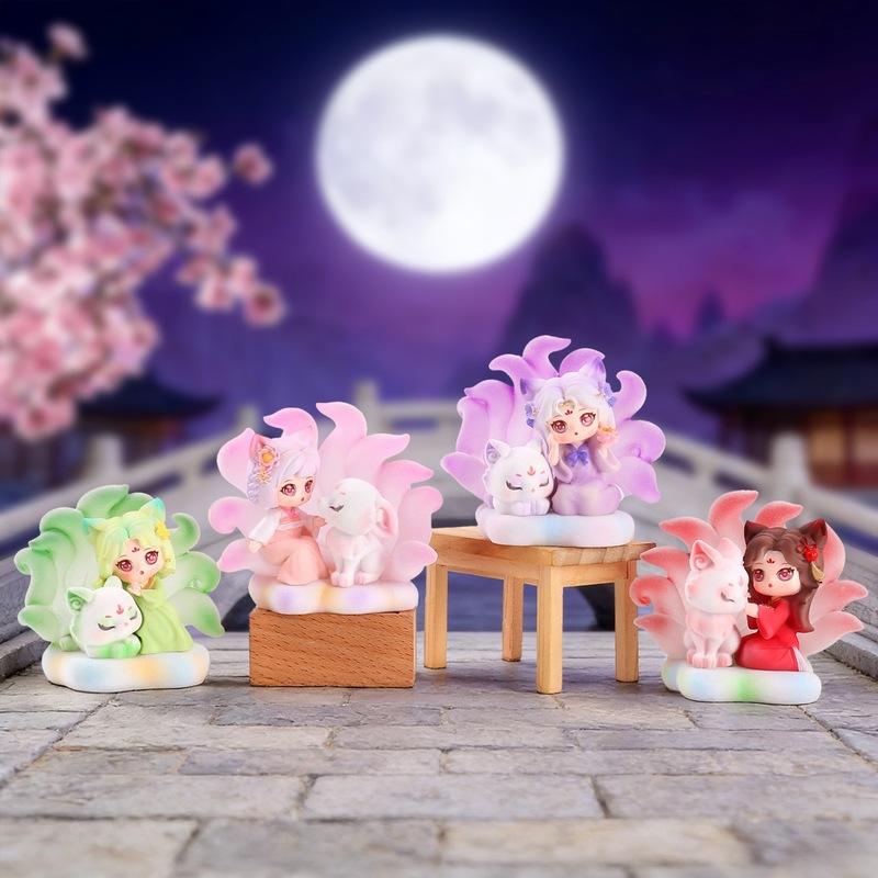 New Cartoon Nine Tailed Fox The Wise Fox Series Blind Box Flocking Process Ornament Model In Vehicle Decoration Surprise Gifts