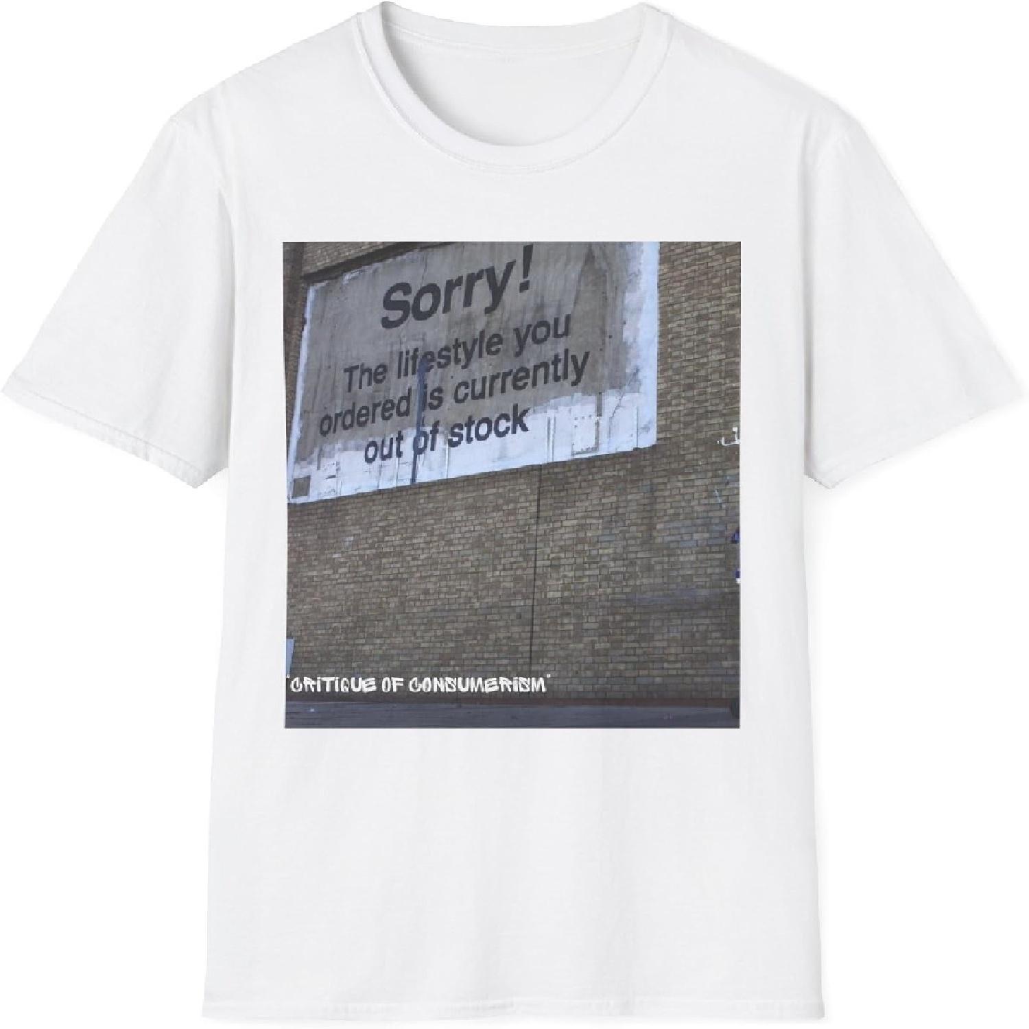 Banksy Art Inspired Critique of Consumerism Unisex Softstyle T-Shirt Graffiti, London Art, Banks Art White S