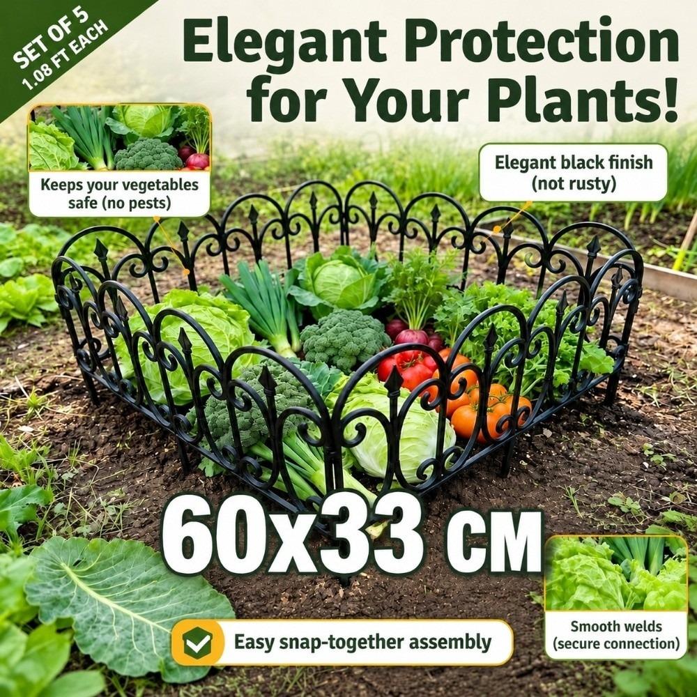 5pcs Waterproof Decorative Garden Fence 23in ×13in Plastic Landscape Barrier Patio Yard