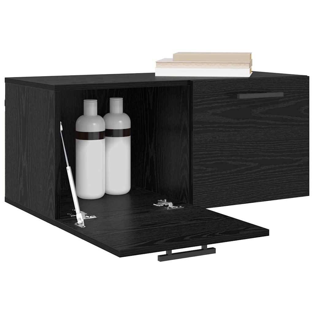Wall Mounted Wall Cabinet Black Oak Effect 80 X 36.5 X 35 Cm