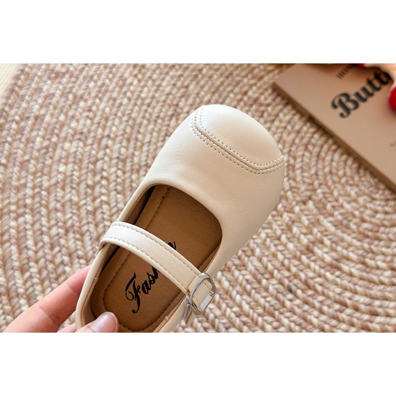 Kids Girls British Style Solid Color Soft Sole Casual Princess Leather Shoes