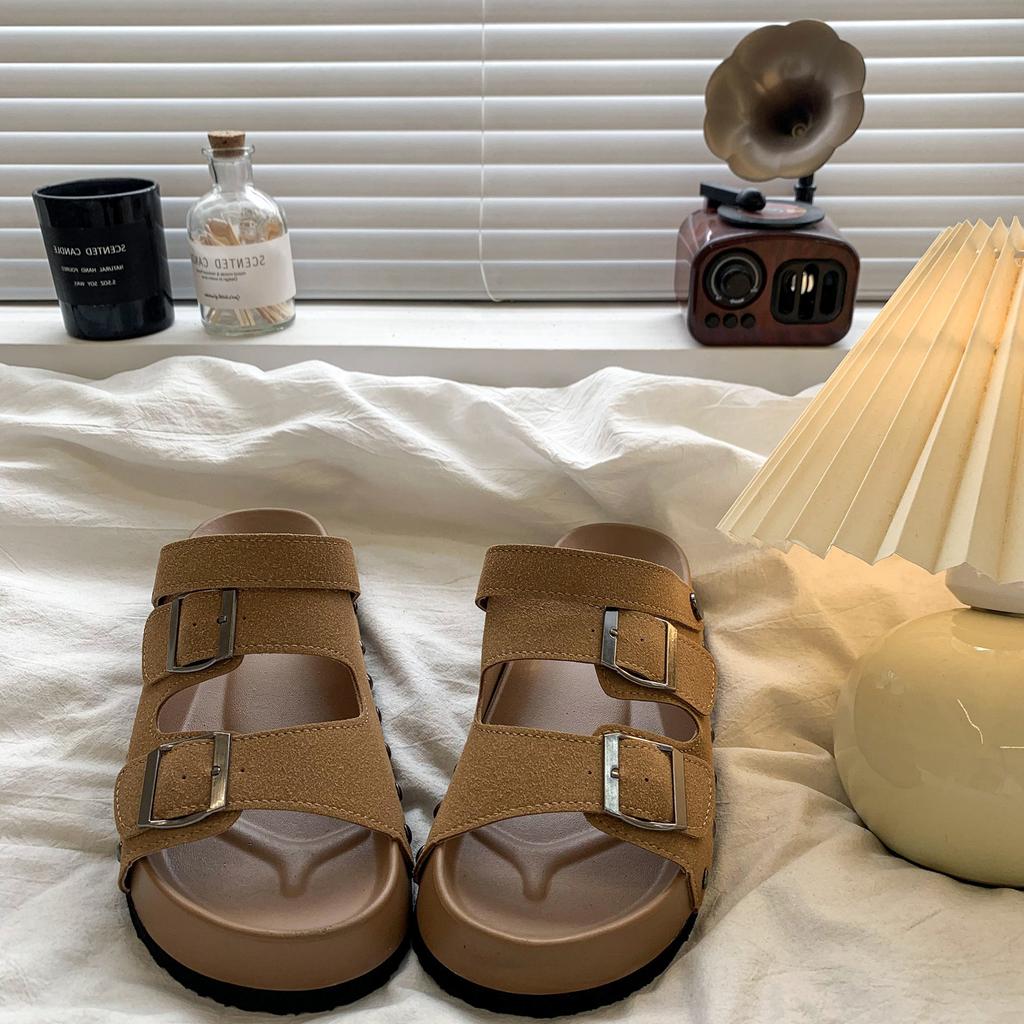 Retro Belt Buckle Sandals Women's Summer New Fashion High Sense Thick Sole Versatile Two Wear Cool Slippers
