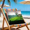 1pc Pillowcase Featuring a Terraced Rice Field Pattern with Palm Trees and Houses. Made of Soft and Smooth Polyester Plush Fabric with a Single-sided 