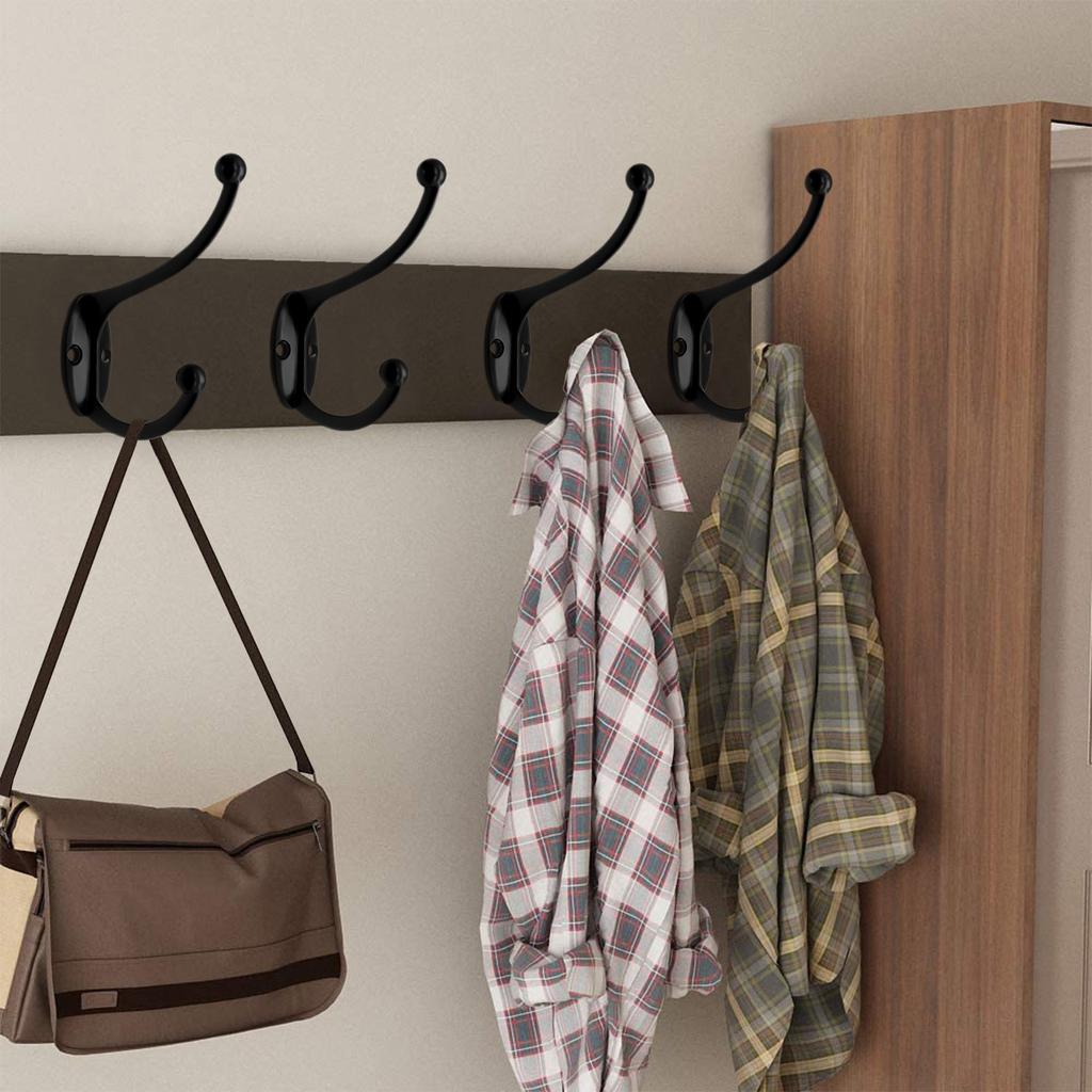 10 pcs Bathroom Bedroom Coat Single Hook Towel Hanger Holder Black Wall Clothes hook Wall Mounted Dual Coat hook Rack