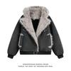 Zuoshan Diao Men's Grey Apricot Fleece-Lined Hooded Jacket: Fur Collar, Waterproof, Thick for Autumn/Winter.