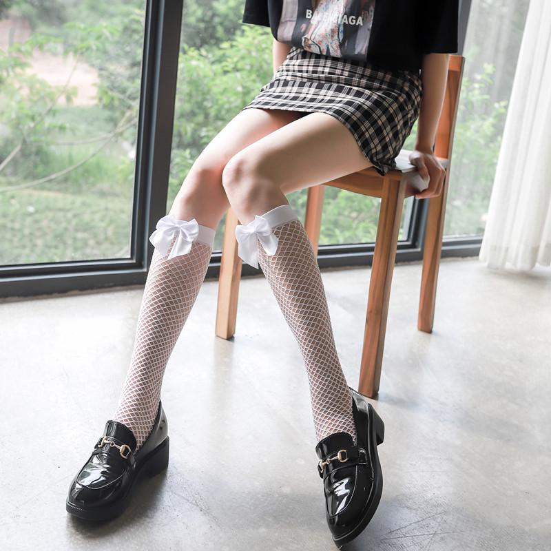Japanese Style Fishnet Mid-Calf Stockings - Sexy Mesh Lolita Socks for Women