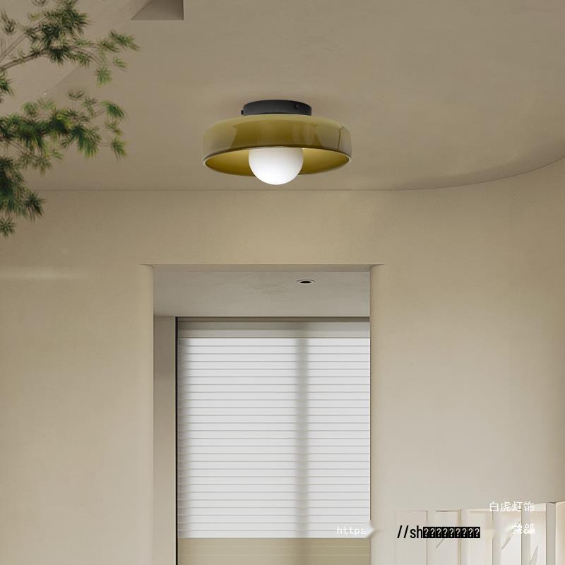 Nordic Minimalist Memphis Ceiling Lamp - French Retro Glass for Entrance, Hallway, or Balcony