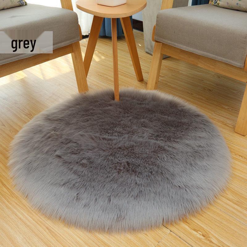 Round Plush Imitation Wool Rug - Versatile Mat for Windows, Bedside, Living Rooms, and Bedrooms