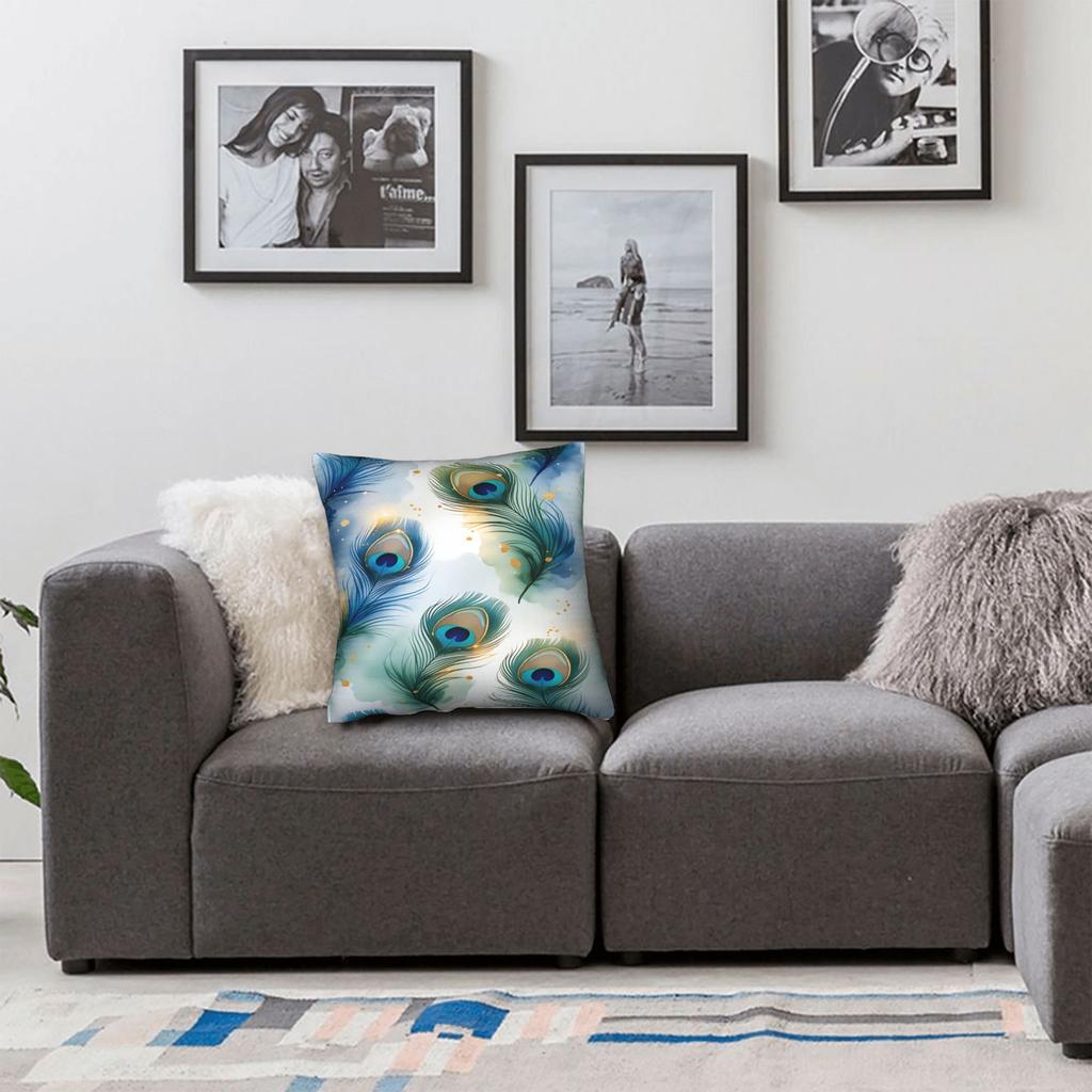 Peacock Feather Printing Pillow Case Fashion Pillow Cover Comfy Pillowcases For Sofa Couch Bed Living Room