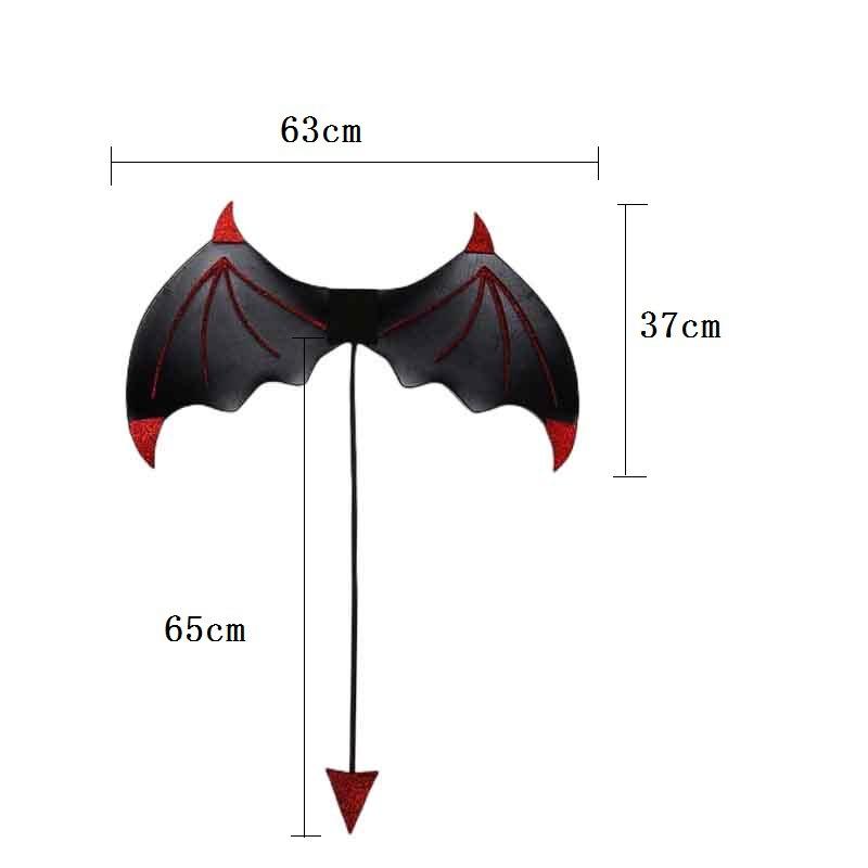 3pcs/set Halloween Cosplay Costume Devil Wing Set with Satin Fabric for Party Masquerade Performance Accessories Adults/Children