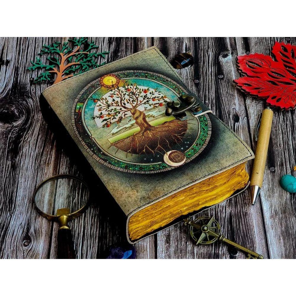 Leder-Tagebuch Lebensbaum - Notizbücher aus echtem Leder für Frauen Grimoire