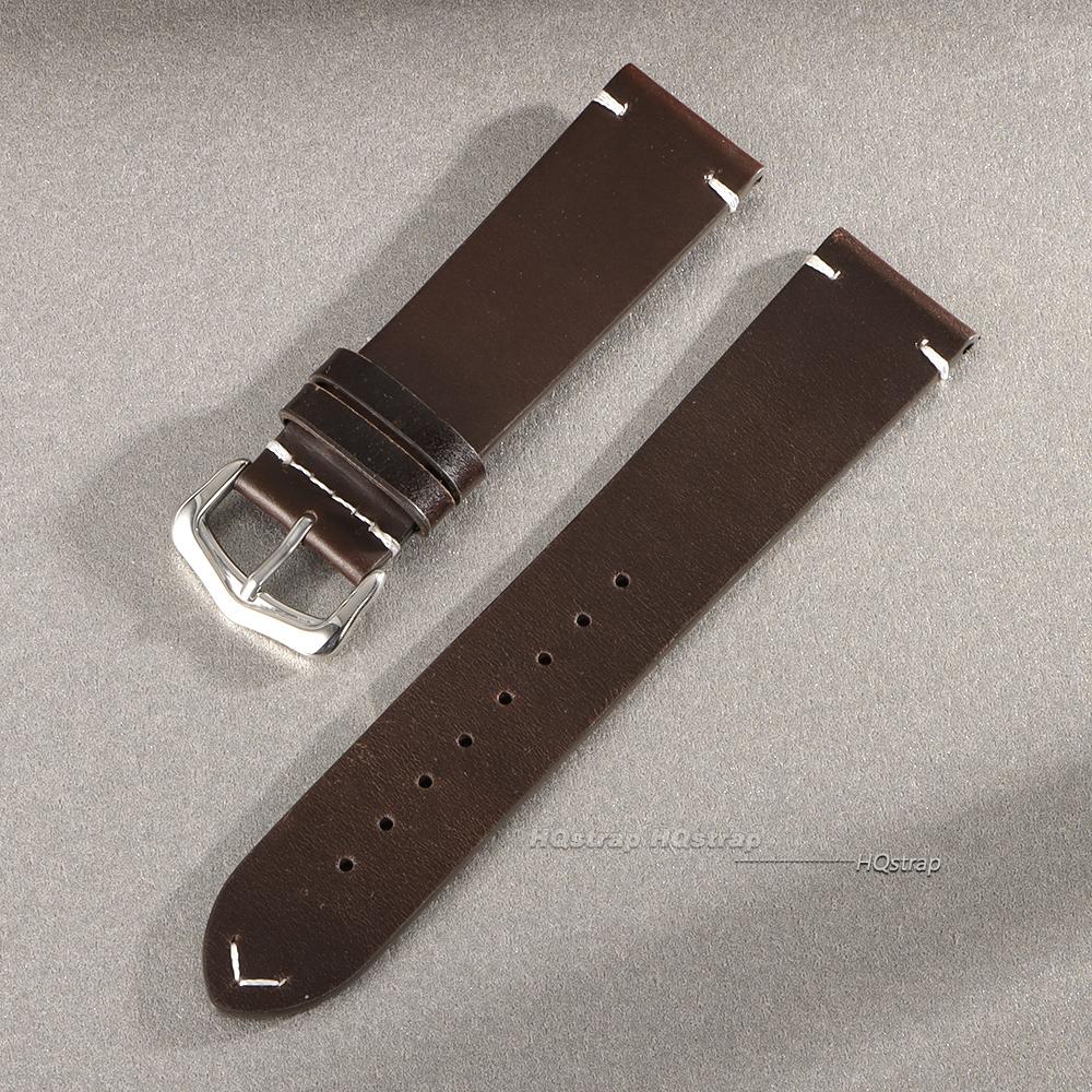 Handmade Stitching Cowhide Strap Vintage Oil Wax Leather Watch Band for Smartwatch Wristband 18mm 19mm 20mm 21mm 22mm 24mm Belt