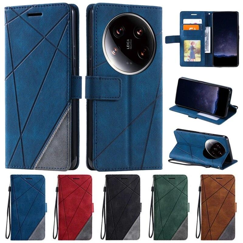 

Флип-кошелек с отделением для карточек для Xiomi 14 Ultra Xiaomi14 Pro 14Ultra Многофункциональные кожаные сумки с магнитной подставкой для телефонов Mi 14 Ultra for Xiaomi 14 Ultra чёрный