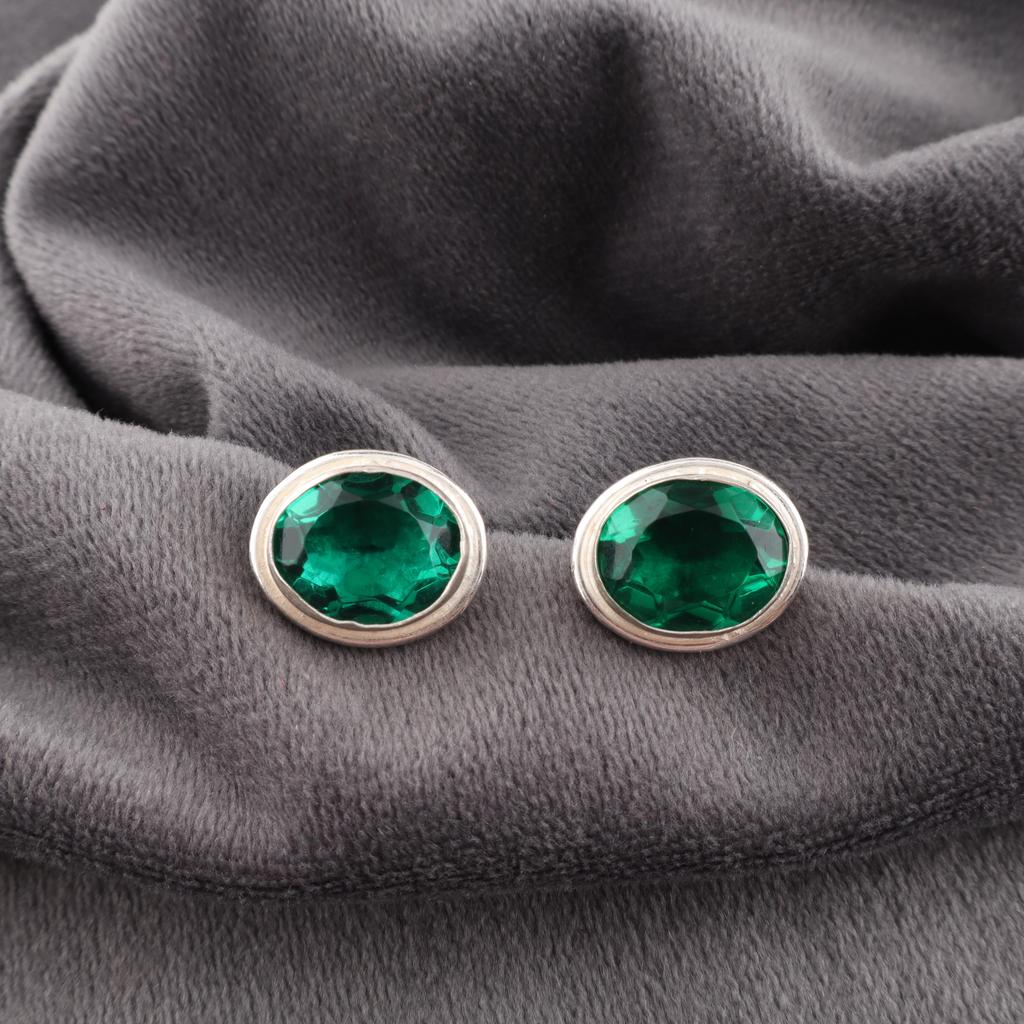 Green Emerald Gemstone Earrings Jewelry, Handmade Gorgeous Silver Earrings, 925 Sterling Silver Jewelry For Wedding Gift