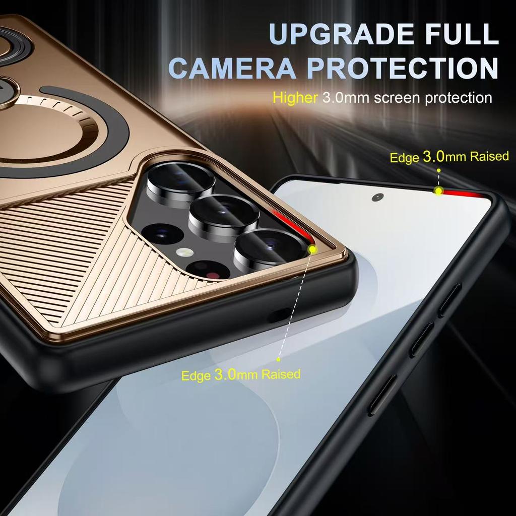 Armor Shockproof Magnetic Wireless Charging Protective Cover For Samsung Galaxy S25 S24 S23 Ultra Plus A56 A36 A16 Bracket Case